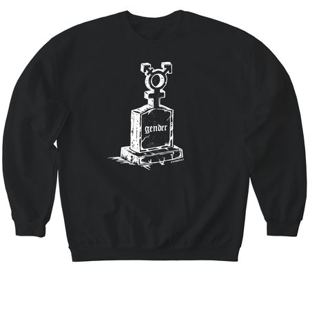 Gender Tombstone, a Black Softstyle Crewneck Sweatshirt
