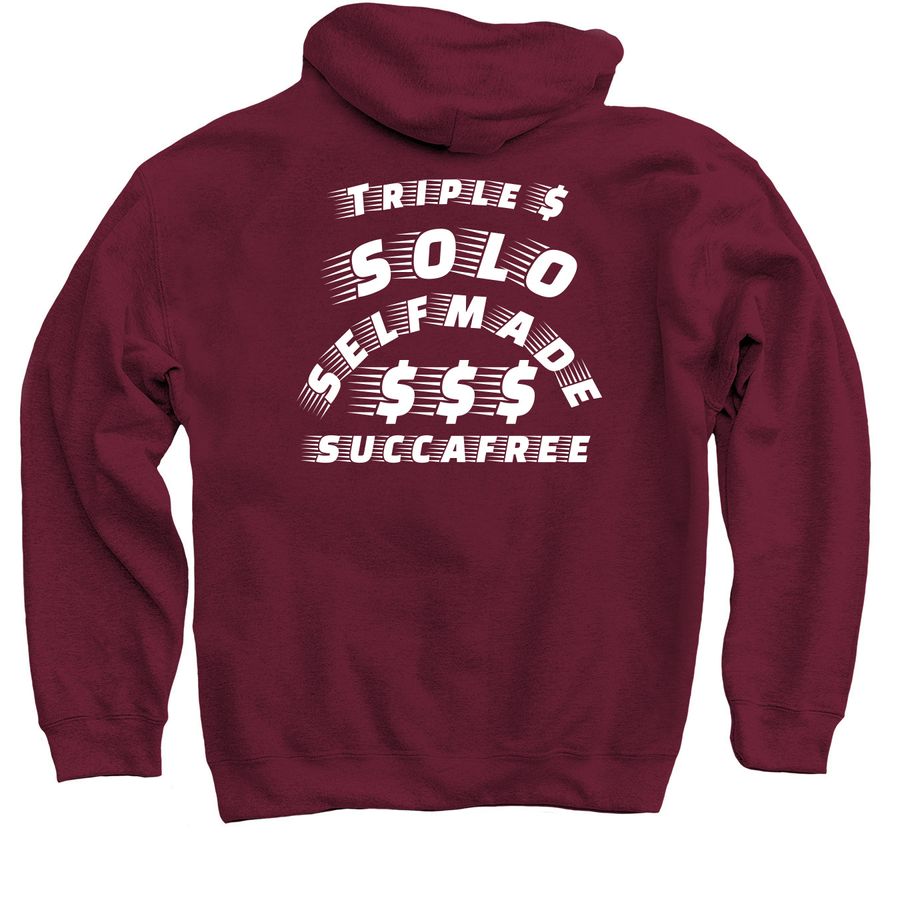 3$ Exclusive Drop #2, a Maroon Pullover Hoodie (back-view)