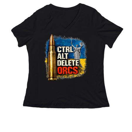 CTRL ALT DELETE!, a Black Women's Relaxed V-Neck Tee