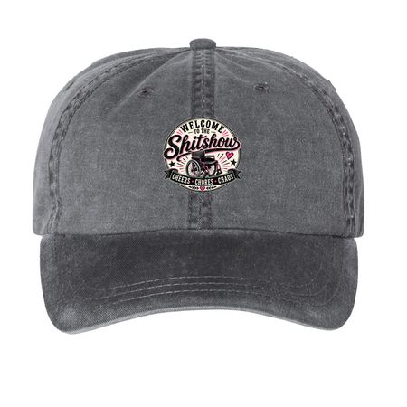 Shitshow Hat, a Black Printed Pigment Dye Baseball Cap