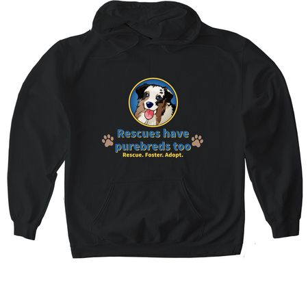 Rescues have purebreds too, a Black Gildan Softstyle Pullover Hoodie