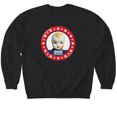 Dick for President, a Black Softstyle Crewneck Sweatshirt