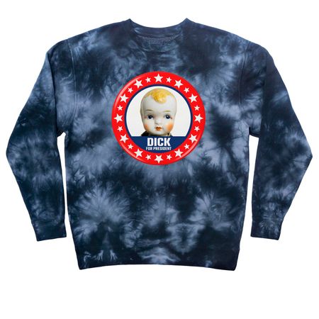 Dick for President, a Black Tie Dye Crewneck Sweatshirt
