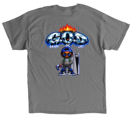 G.O.D ps, a Charcoal Classic Unisex Tee (back-view)
