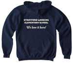 We LOVE Stratford Landing ES, a Navy Softstyle Youth Pullover Hoodie (back-view)