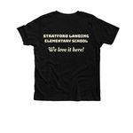 We LOVE Stratford Landing ES, a Black Heather Premium Youth Tee (back-view)