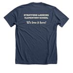 We LOVE Stratford Landing ES, a Heather Navy Premium Unisex Tee (back-view)