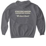 We LOVE Stratford Landing ES, a Charcoal Gildan Softstyle Pullover Hoodie (back-view)