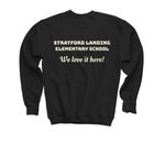 We LOVE Stratford Landing ES, a Black Youth Crewneck Sweatshirt (back-view)