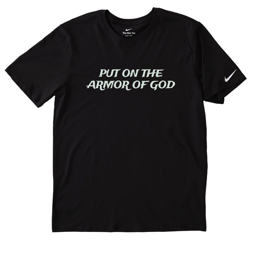 The Armor of God, a Black Nike Dri-FIT Jersey Blend Performance Tee
