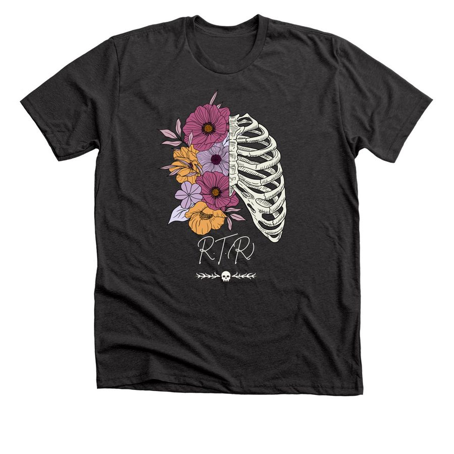 Floral Ribs Tee, a Dark Grey Heather Premium Unisex Tee