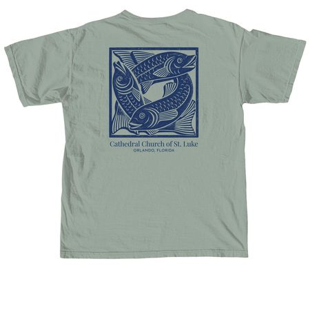 Three Fish: Trinity, a Bay Comfort Colors Unisex Tee (back-view)
