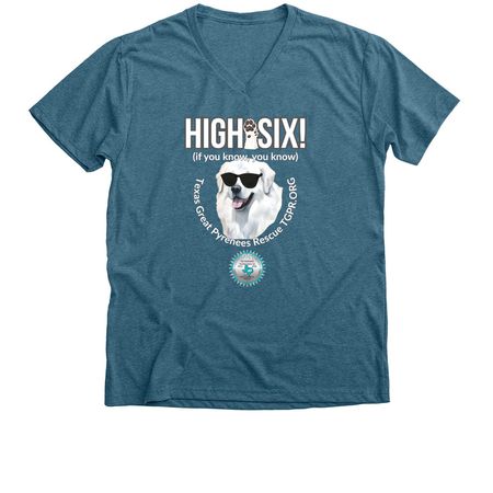 TGPR 25th Anniversary Ts #3: High Six!&nbsp;, a Heather Deep Teal Premium V-Neck Tee