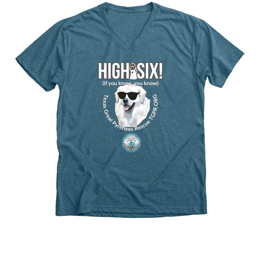 TGPR 25th Anniversary Ts #3: High Six!&nbsp;, a Heather Deep Teal Premium V-Neck Tee