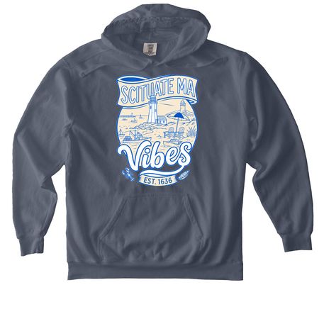 Scituate Vibes!, a Denim Comfort Colors Pullover Hoodie