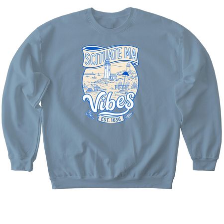 Scituate Vibes!, a Stone Blue Softstyle Crewneck Sweatshirt