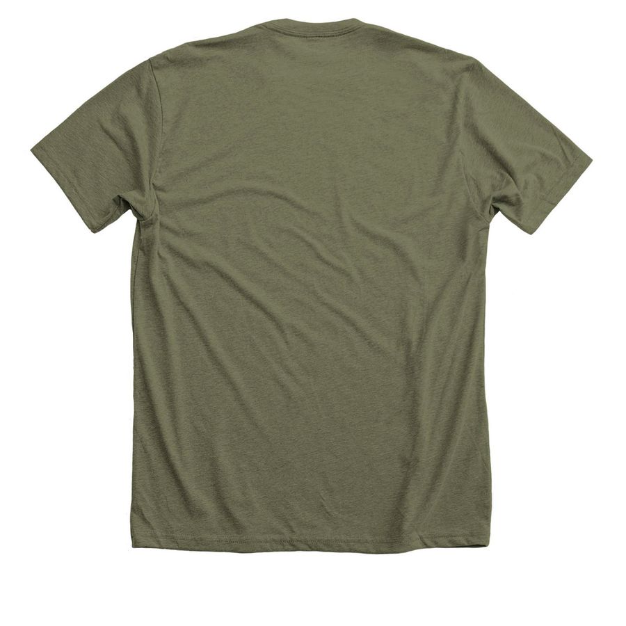 Pearl Sound Studios Apparel w/White Logo, a Heather Olive Premium Unisex Tee (back-view)