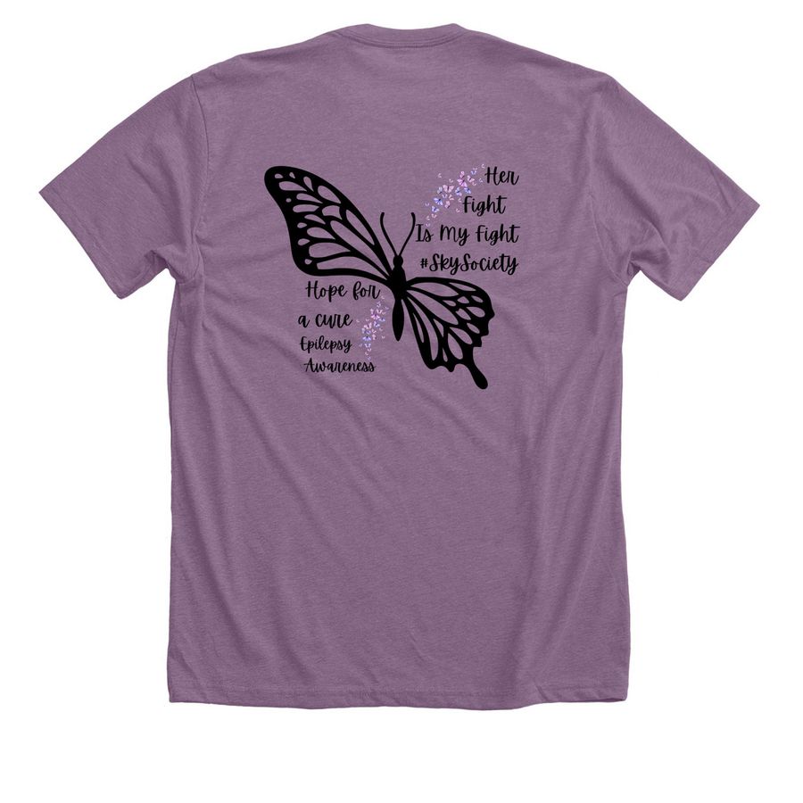 Sky Society Epilepsy Awareness Shirts, a Heather Purple Premium Unisex Tee (back-view)