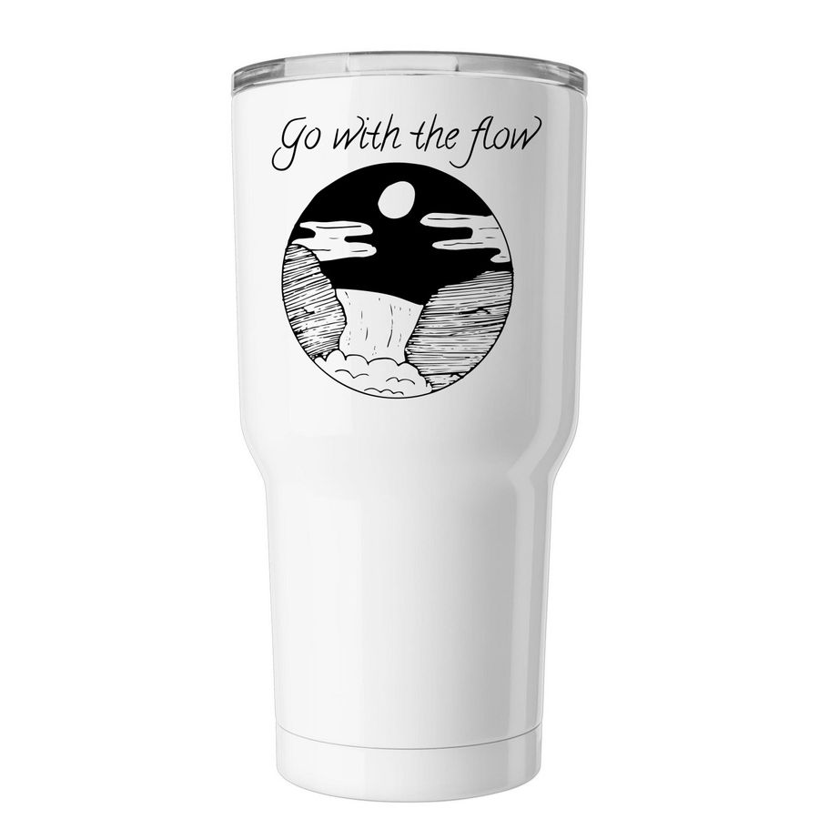 Go with the flow, a White Insulated Tumbler