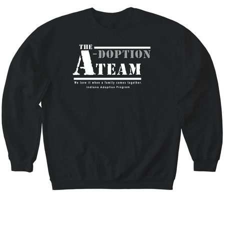 The A(doption)-Team - White, a Black Softstyle Crewneck Sweatshirt