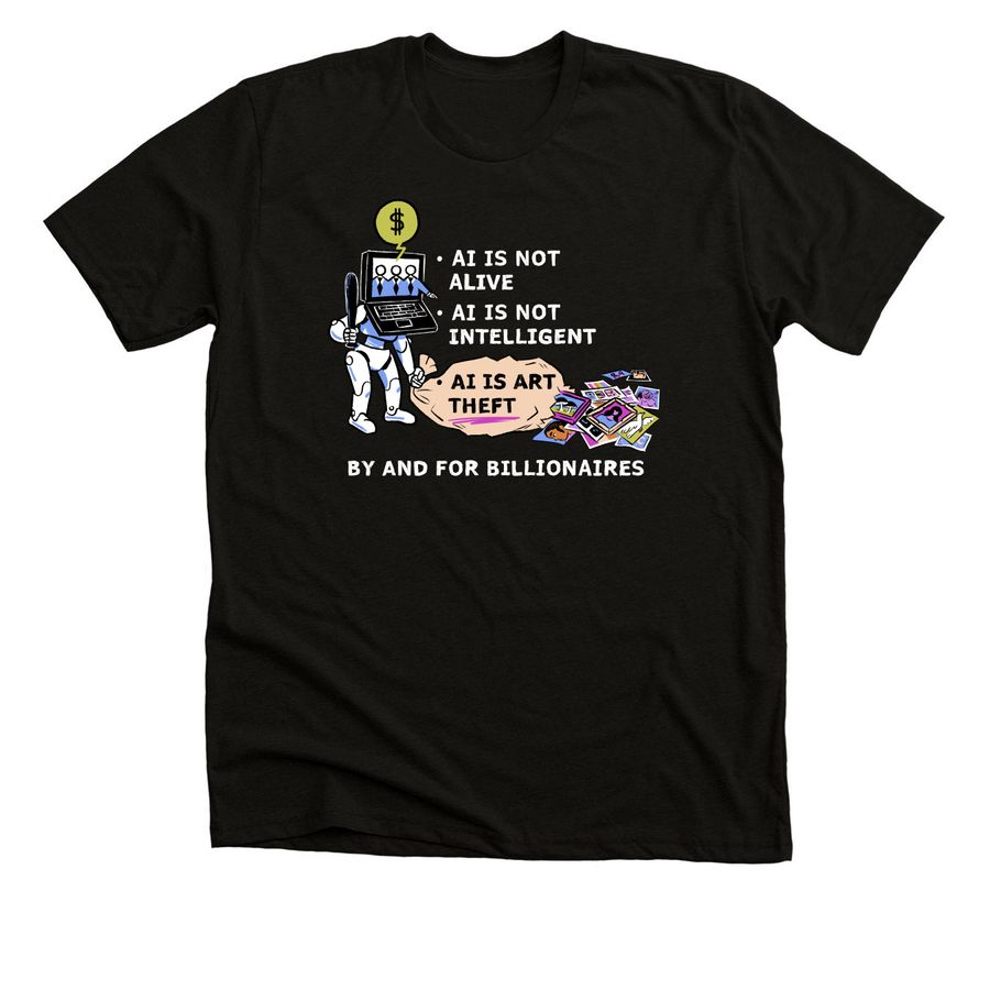 AI is Theft, a Solid Black Blend Premium Unisex Tee