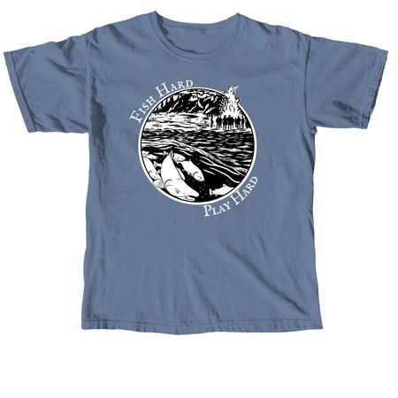 Fish Hard, Play Hard, a Blue Jean Comfort Colors Unisex Tee