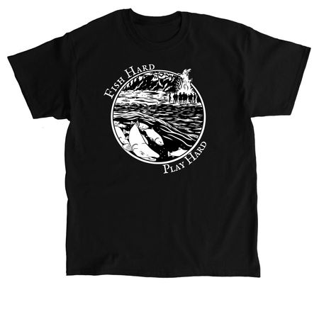 Fish Hard, Play Hard, a Black Classic Unisex Tee