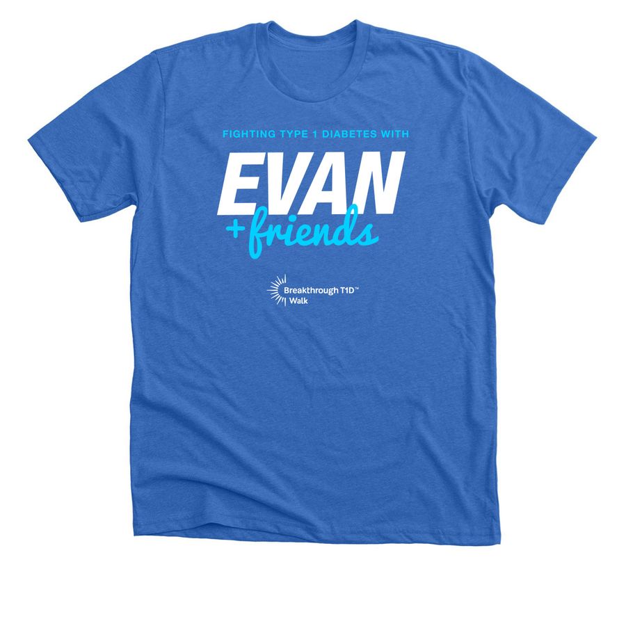 Evan & Friends Breakthrough T1D Walk Shirt, a Heather True Royal Premium Unisex Tee