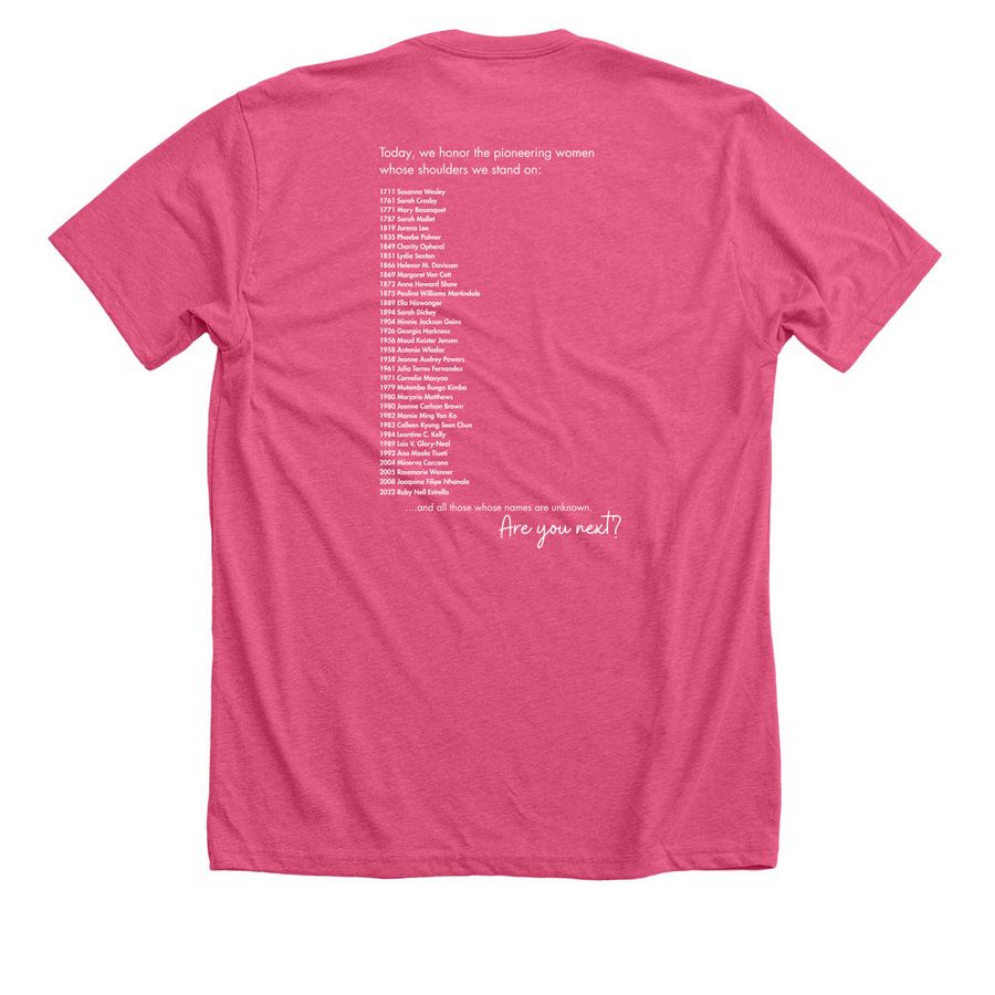 The Spirit Falls Equally&nbsp;, a Heather Charity Pink Premium Unisex Tee (back-view)