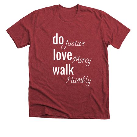 Love Your Neighbor, a Heather Canvas Red Premium Unisex Tee