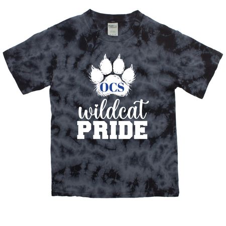 Wildcat Pride Tie Dye Tops-white printing, a Black Youth Crystal Tie Dye Tee