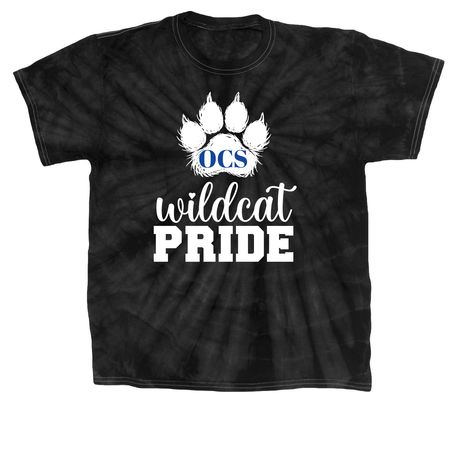 Wildcat Pride Tie Dye Tops-white printing, a Black Classic Tie Dye Tee