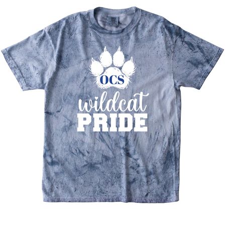 Wildcat Pride Tie Dye Tops-white printing, a Ocean Comfort Colors Colorblast Tee