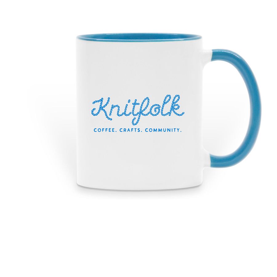 Knitfolk Mugs, a Light Blue Two-Tone Ceramic Mug