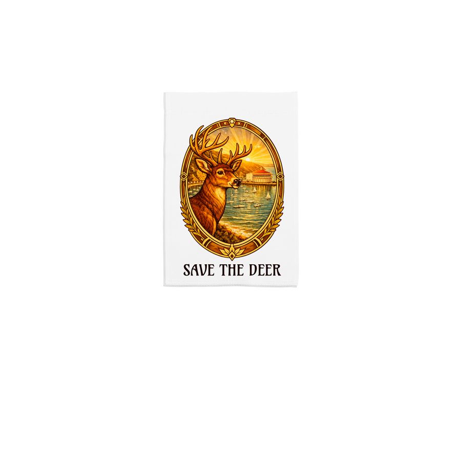 Coalition to Save Catalina Island Deer, a White 12" x 18" Yard Flag