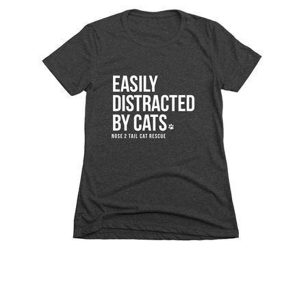 Easily Distracted By Cats, a Charcoal Women's Slim Fit Tee