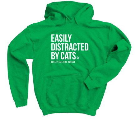 Easily Distracted By Cats, a Irish Green Youth Pullover Hoodie