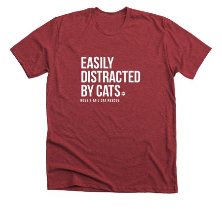 Easily Distracted By Cats, a Heather Canvas Red Premium Unisex Tee