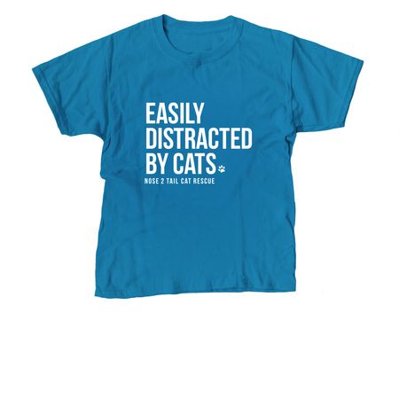 Easily Distracted By Cats, a Sapphire Youth Unisex Tee