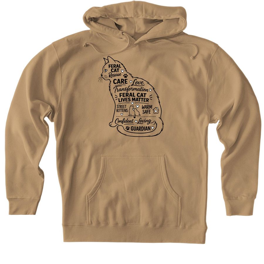 Feral Cats Matter, a Sandstone Heavyweight Pullover Hoodie