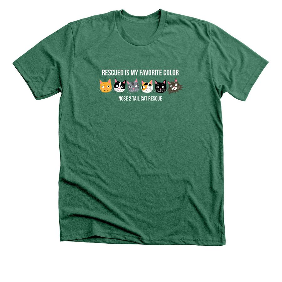Rescued Is My Favorite Color, a Heather Grass Green Premium Unisex Tee