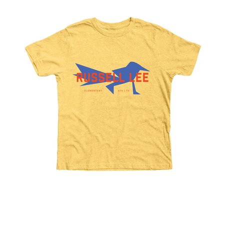 Roadrunner Blue on Yellow, a Heather Yellow Gold Premium Youth Tee