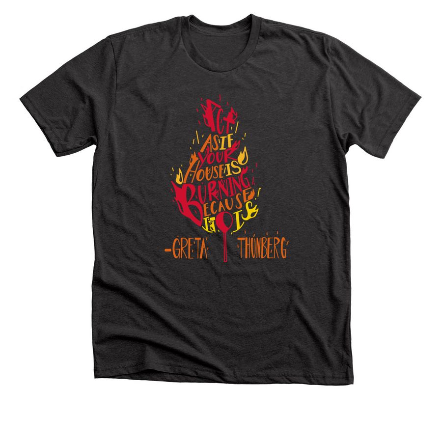 Burning House Shirts, a Dark Grey Heather Premium Unisex Tee