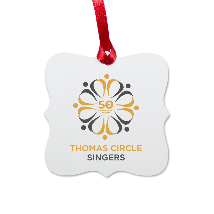 50th Anniversary Holiday Ornament, a White Aluminum Square Ornament