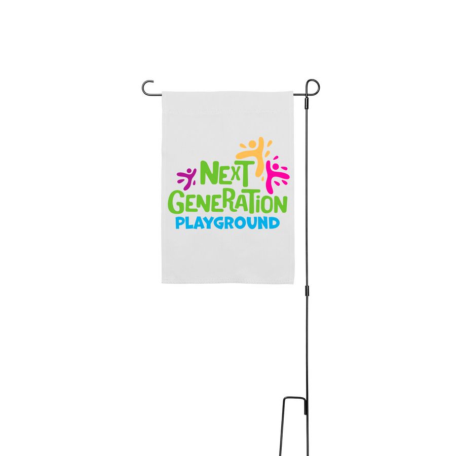 Next Generation Playground, a White 12" x 18" Yard Flag with Stake