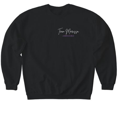 Unbreakable: Team Marissa, a Black Softstyle Crewneck Sweatshirt