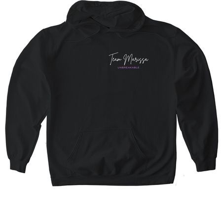 Unbreakable: Team Marissa, a Black Gildan Softstyle Pullover Hoodie