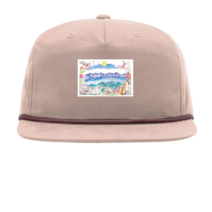 AmblesideOnline, a Pale Peach/ Maroon Printed Umpqua Snapback Cap