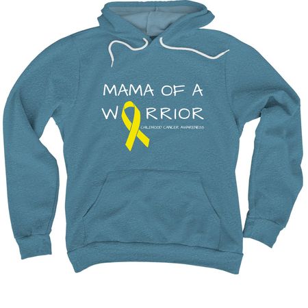 MAMA OF A WARRIOR, a Heather Deep Teal Premium Pullover Hoodie