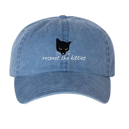 respect the kitties pigment dye baseball cap, a Royal Blue Printed Pigment Dye Baseball Cap